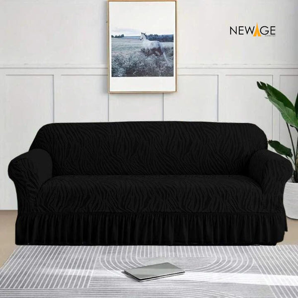 Zebra Velvet Turkish Style Sofa Cover - Black