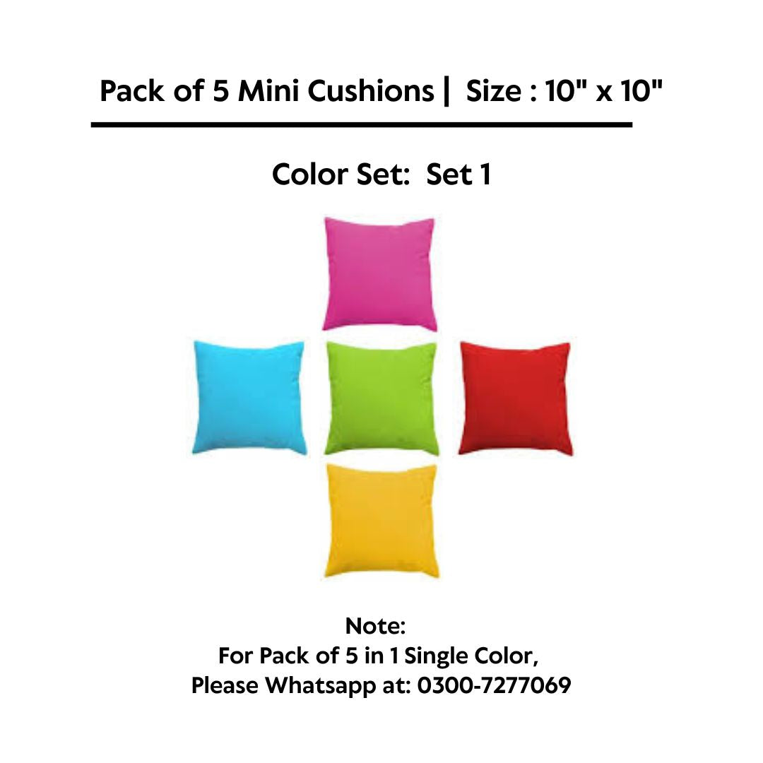 100% Waterproof Pack of 5 Mini Cushions 10" x 10"  with Filling