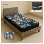 Single Zipper Mattress Protector 100% Waterproof Imported Cotton-PC in Cartoon Print