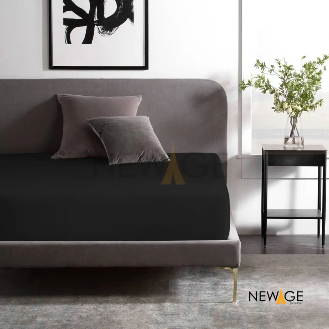 100% Waterproof Jersey Fitted Mattress Protector in Black2