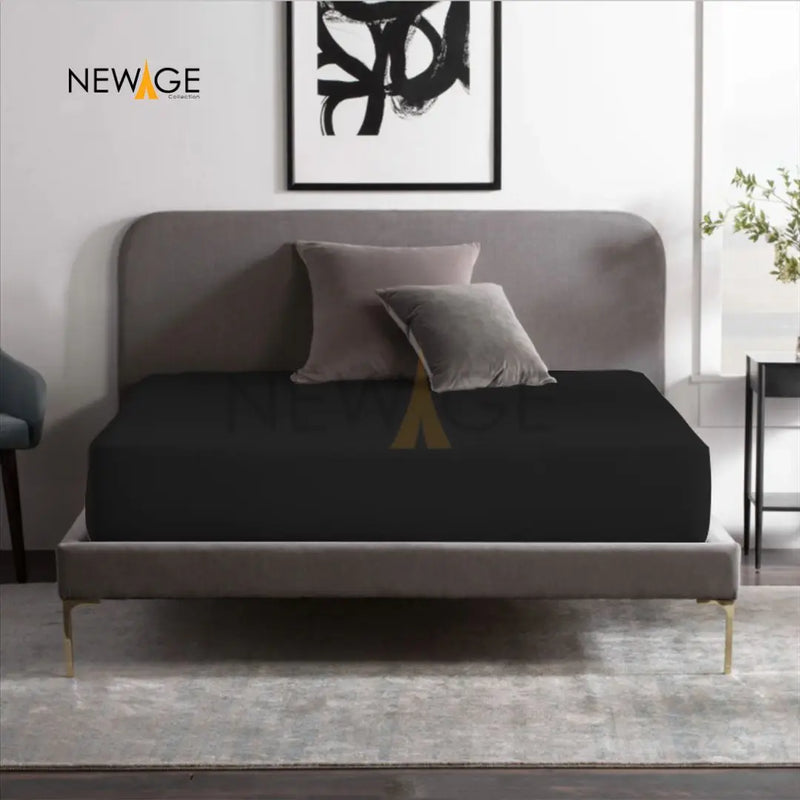 100% Waterproof Jersey Fitted Mattress Protector in Black