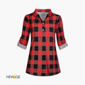 Women Red Black Checked Sleeve Shirt