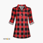 Women Red Black Checked Sleeve Shirt
