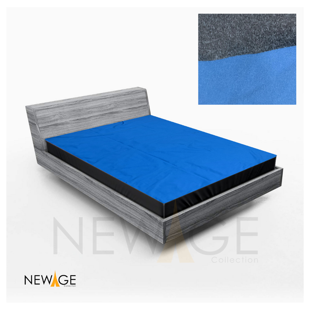 Imported Cotton Polyester 100% Waterproof Fitted Mattress Protector In Blue Jersi Fabric