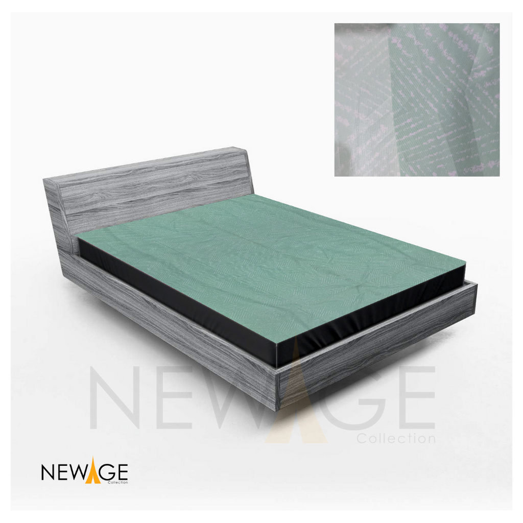 Imported Cotton Polyester 100% Waterproof Fitted Mattress Protector In Light Green Lines Print