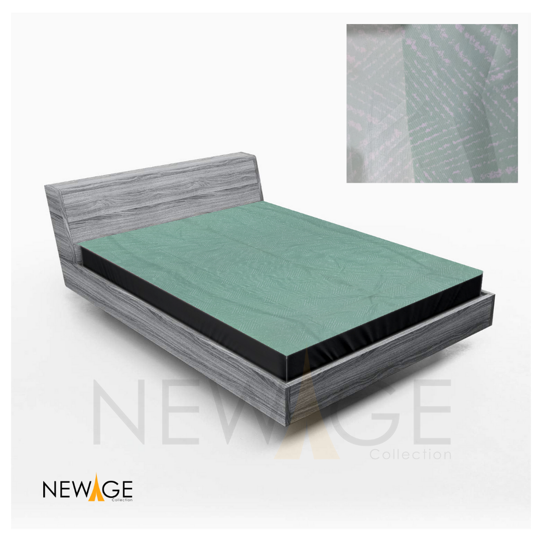 Imported Cotton Polyester 100% Waterproof Fitted Mattress Protector In Light Green Lines Print