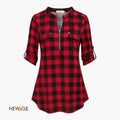 Women Red Black Checked Sleeve Shirt