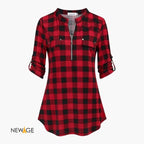 Women Red Black Checked Sleeve Shirt