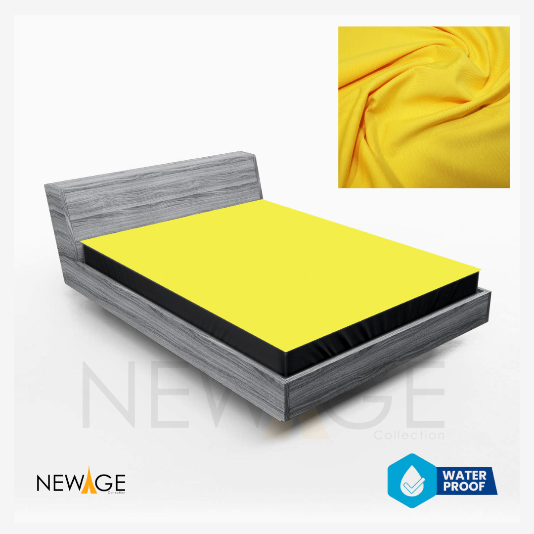 Imported Cotton Polyester 100% Waterproof Fitted Mattress Protector in Yellow Color