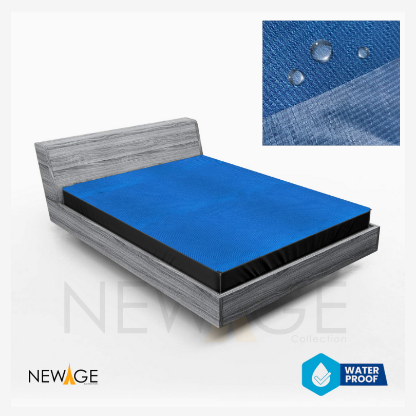 Imported Cotton Polyester 100% Waterproof Fitted Mattress Protector In Blue Color