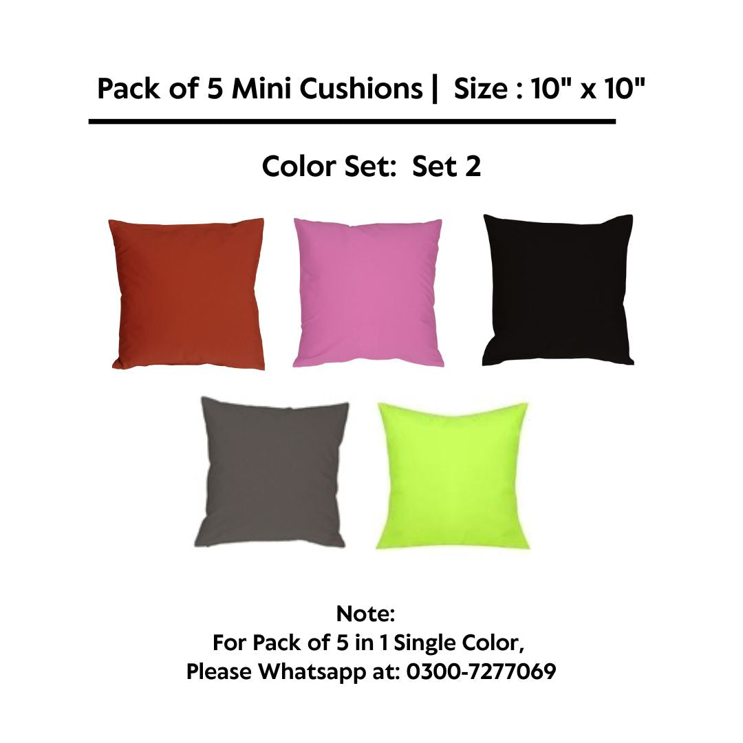 100% Waterproof Pack of 5 Mini Cushions 10" x 10"  with Filling