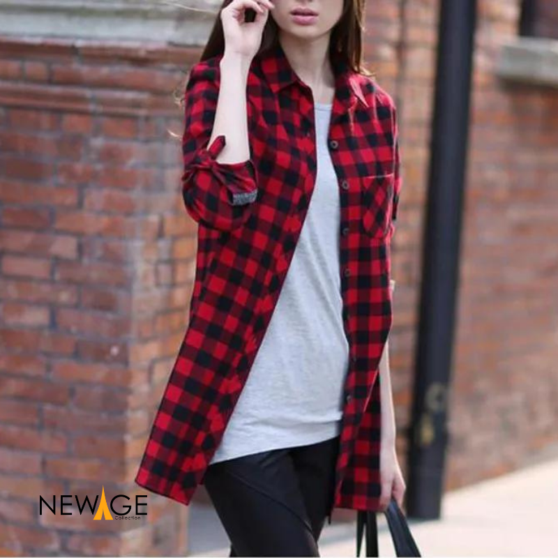 Red Black Plaid Shirt Women