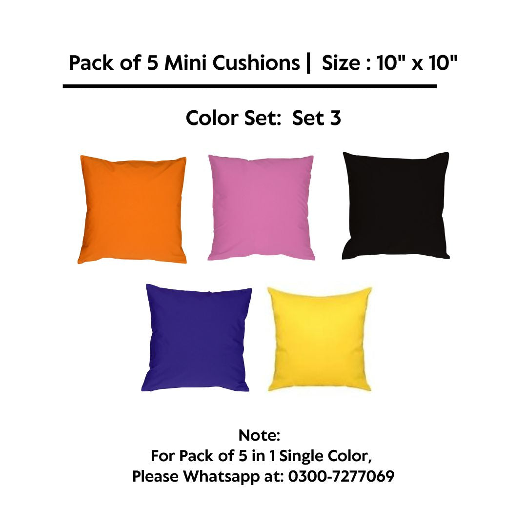 100% Waterproof Pack of 5 Mini Cushions 10" x 10"  with Filling