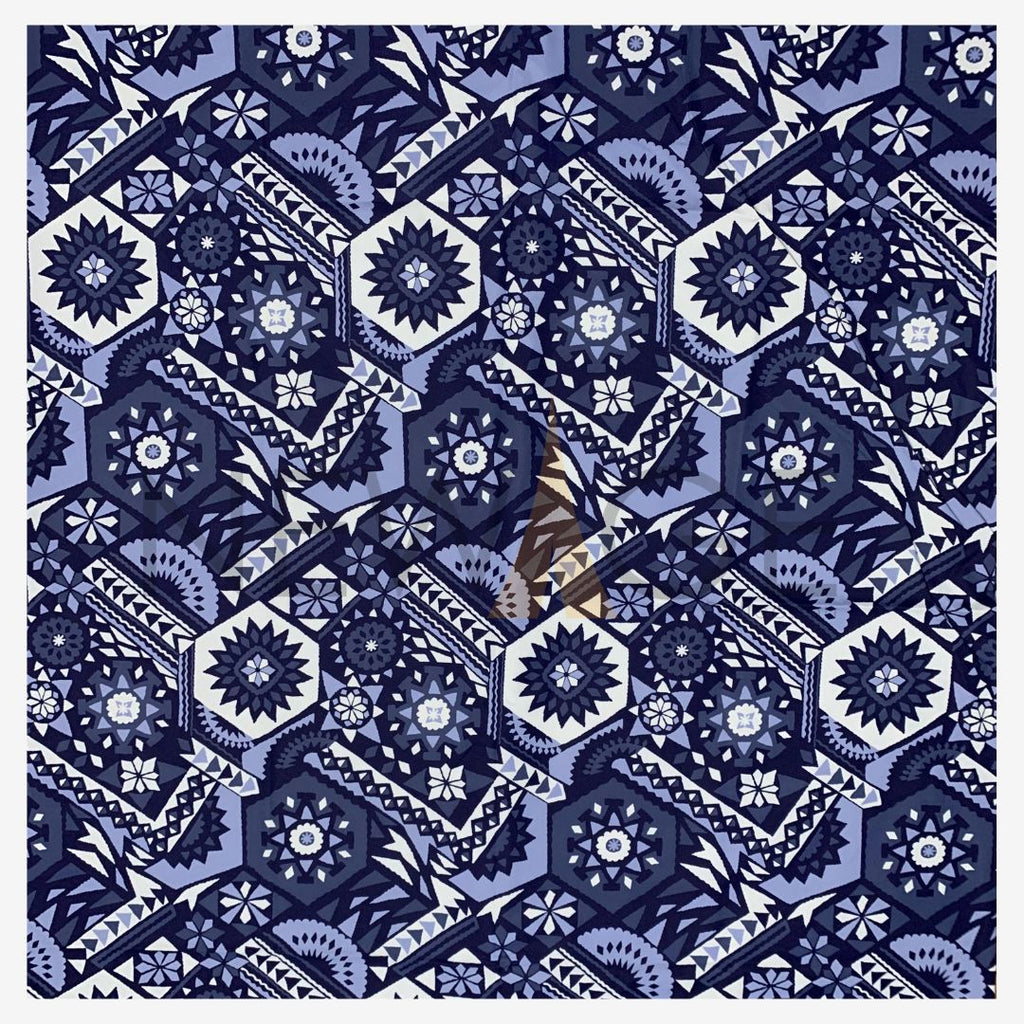Single Zipper Mattress Protector 100% Waterproof Imported Cotton-PC in Blue Antique Print