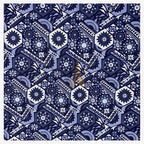 Single Zipper Mattress Protector 100% Waterproof Imported Cotton-PC in Blue Antique Print