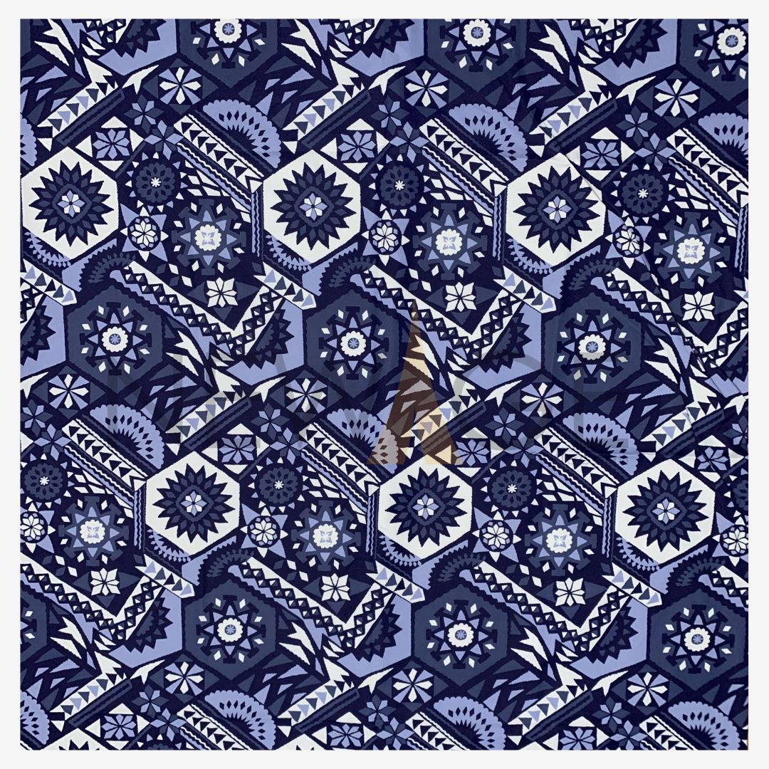 Single Zipper Mattress Protector 100% Waterproof Imported Cotton-PC in Blue Antique Print