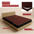 Zipper Mattress Protector Imported Cotton-Polyester 100% Waterproof Fabric in Dark Blue