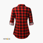 Women Red Black Checked Sleeve Shirt