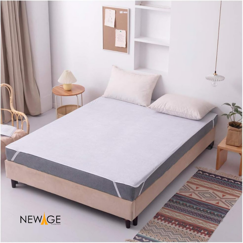 100% Waterproof Elastic Sheet (Flat Sheet) with 4 Corner Elastic Bands White Color