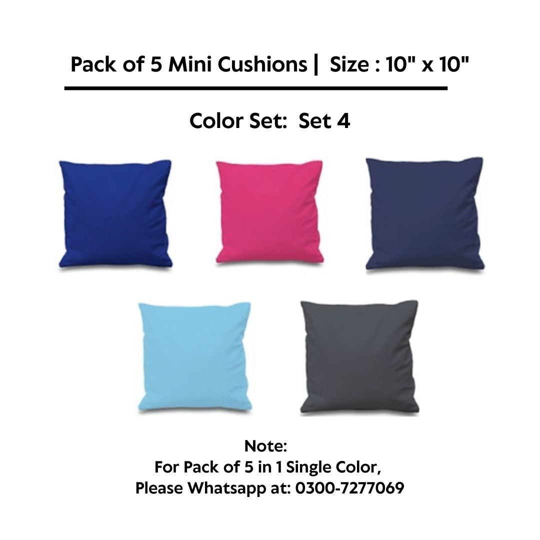 100% Waterproof Pack of 5 Mini Cushions 10" x 10"  with Filling