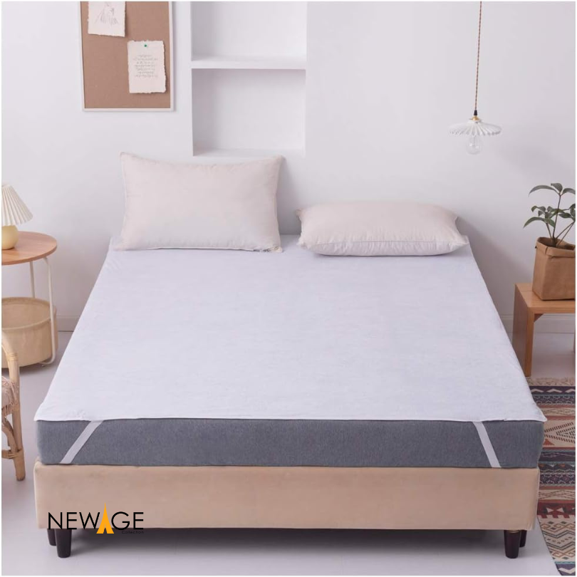 100% Waterproof Elastic Sheet (Flat Sheet) with 4 Corner Elastic Bands White Color