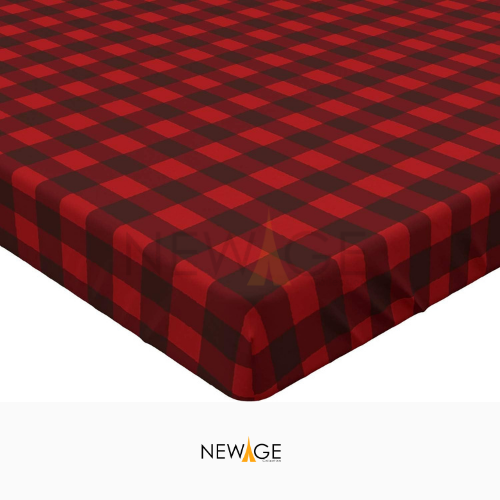Imported Cotton Jersey Red Black Checked Fitted Sheet with 1 Pair Pillow Covers (Non-Waterproof)