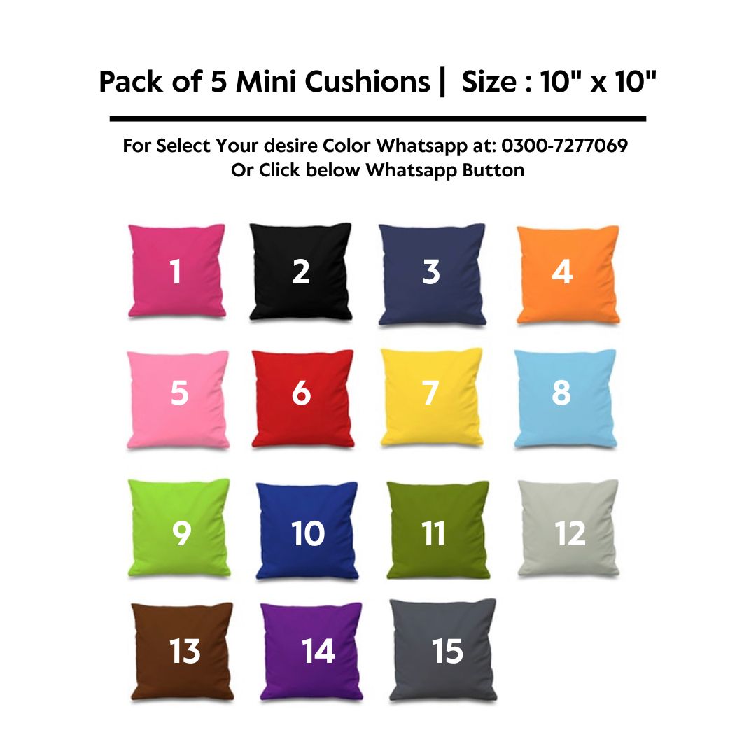 100% Waterproof Pack of 5 Mini Cushions 10″ x 10″ with Filling
