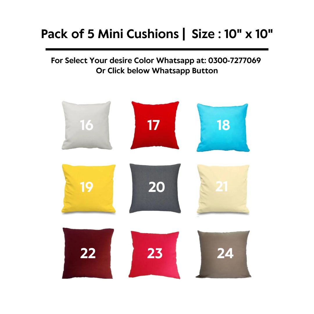 100% Waterproof Pack of 5 Mini Cushions 10″ x 10″ with Filling