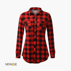Women Red Black Checked Sleeve Shirt