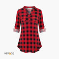 Women Red Black Checked Sleeve Shirt