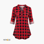 Women Red Black Checked Sleeve Shirt