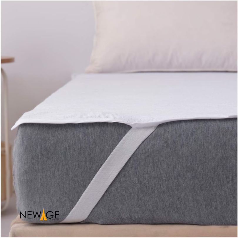 100% Waterproof Elastic Sheet (Flat Sheet) with 4 Corner Elastic Bands White Color