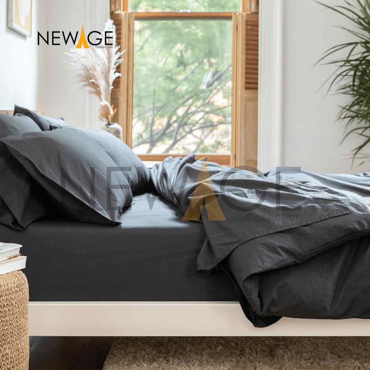 100% Waterproof Duvet Cover Set with 1 Pair Pillow Case Waterproof Black