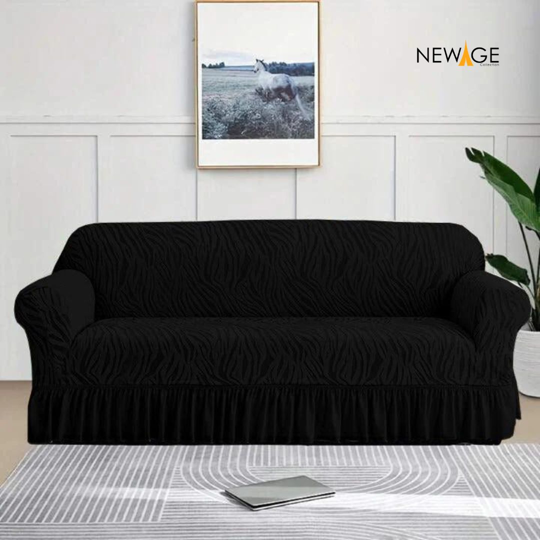 Zebra Velvet Turkish Style Sofa Cover - Black