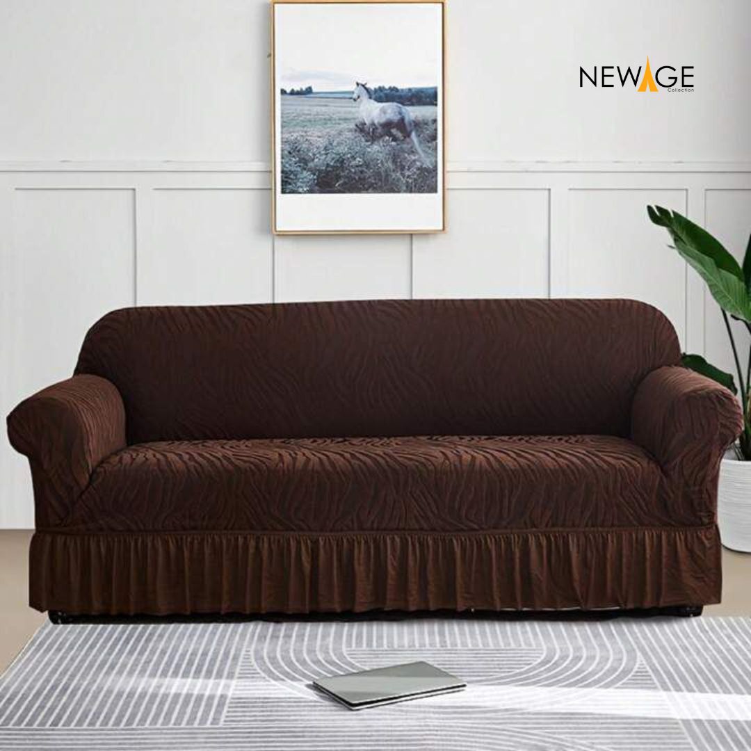 Zebra Velvet Turkish Style Sofa Cover - Brown