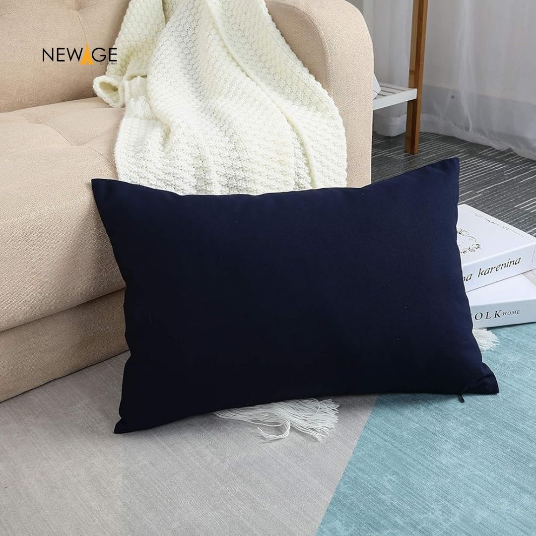 Pack of 2 - 100% Waterproof Cotton PC Pillow Covers 19"x 29" in Navy Blue
