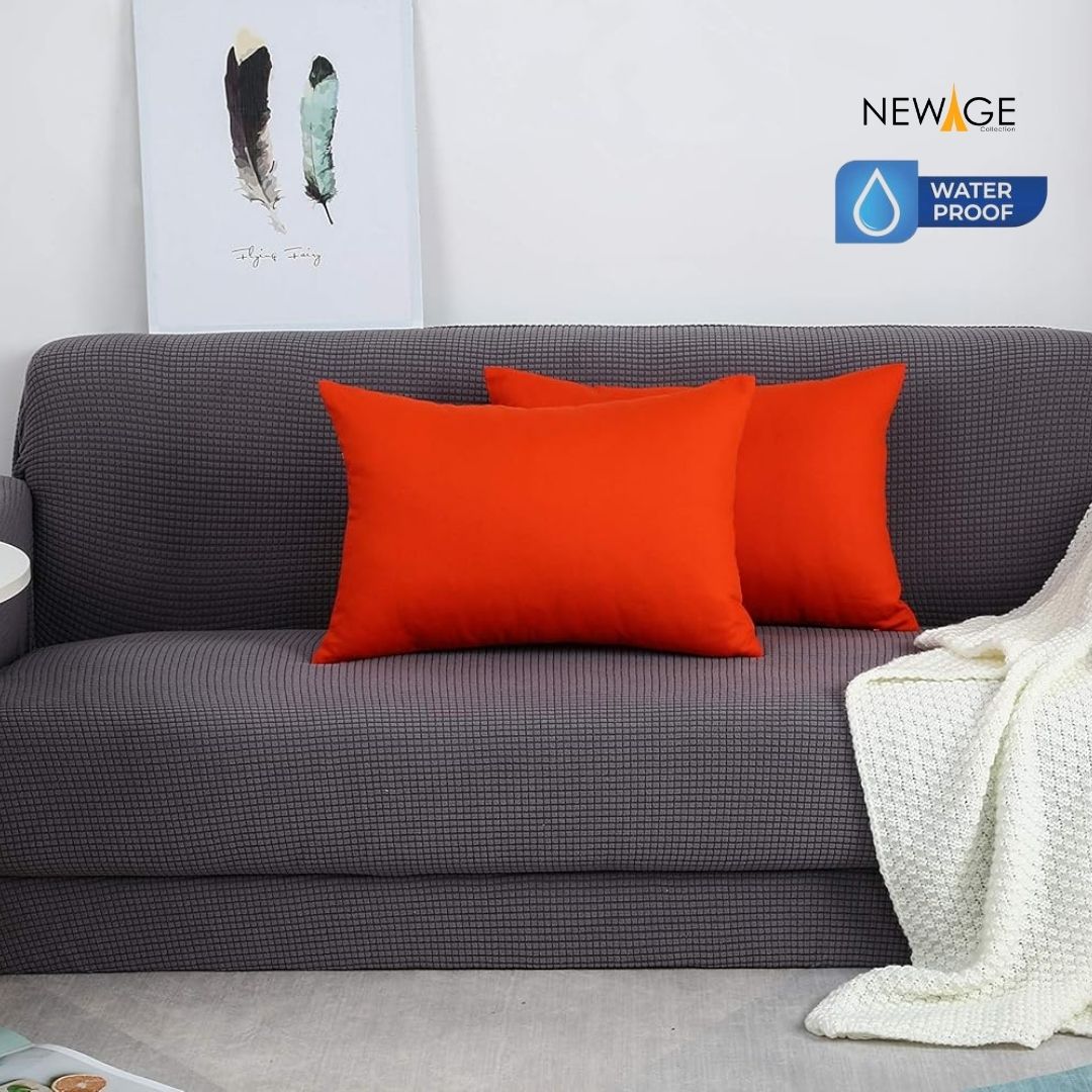 Pack of 2 - 100% Waterproof Cotton PC Pillow Covers 19"x 29" in Deep Orange