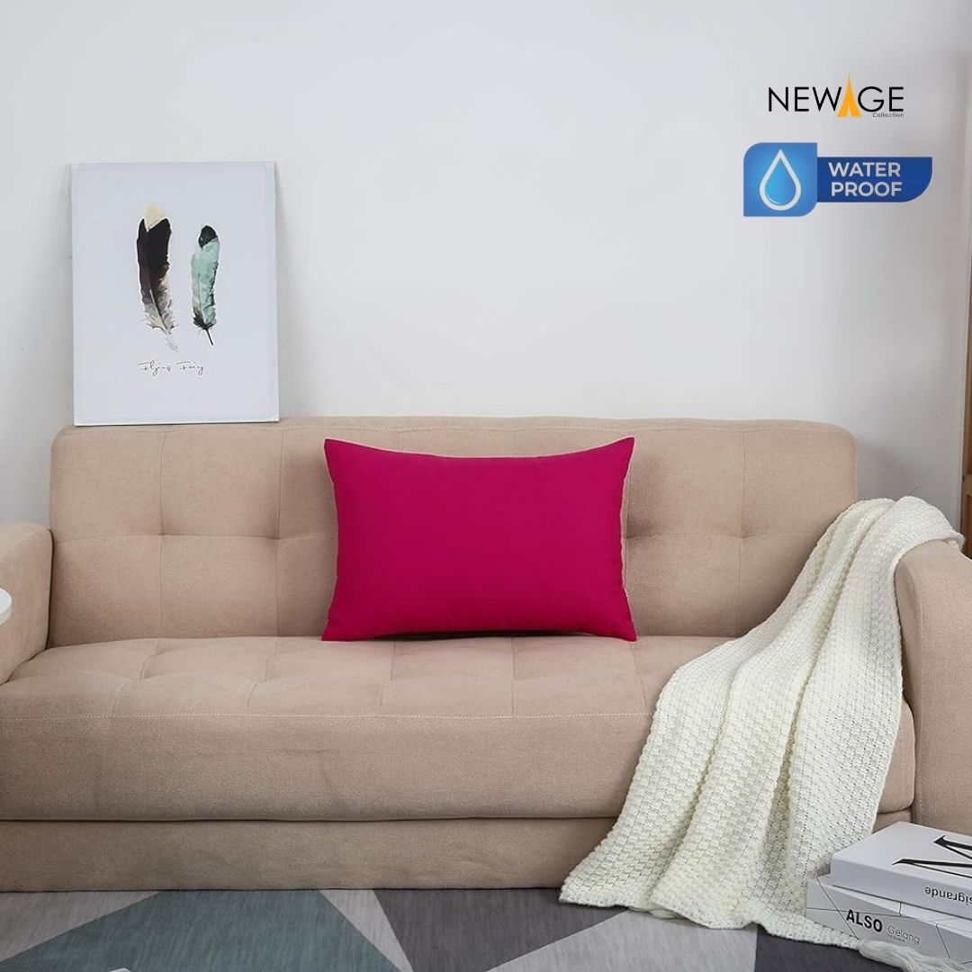 Pack of 2 - 100% Waterproof Cotton PC Pillow Covers 19"x 29" in Dark Pink