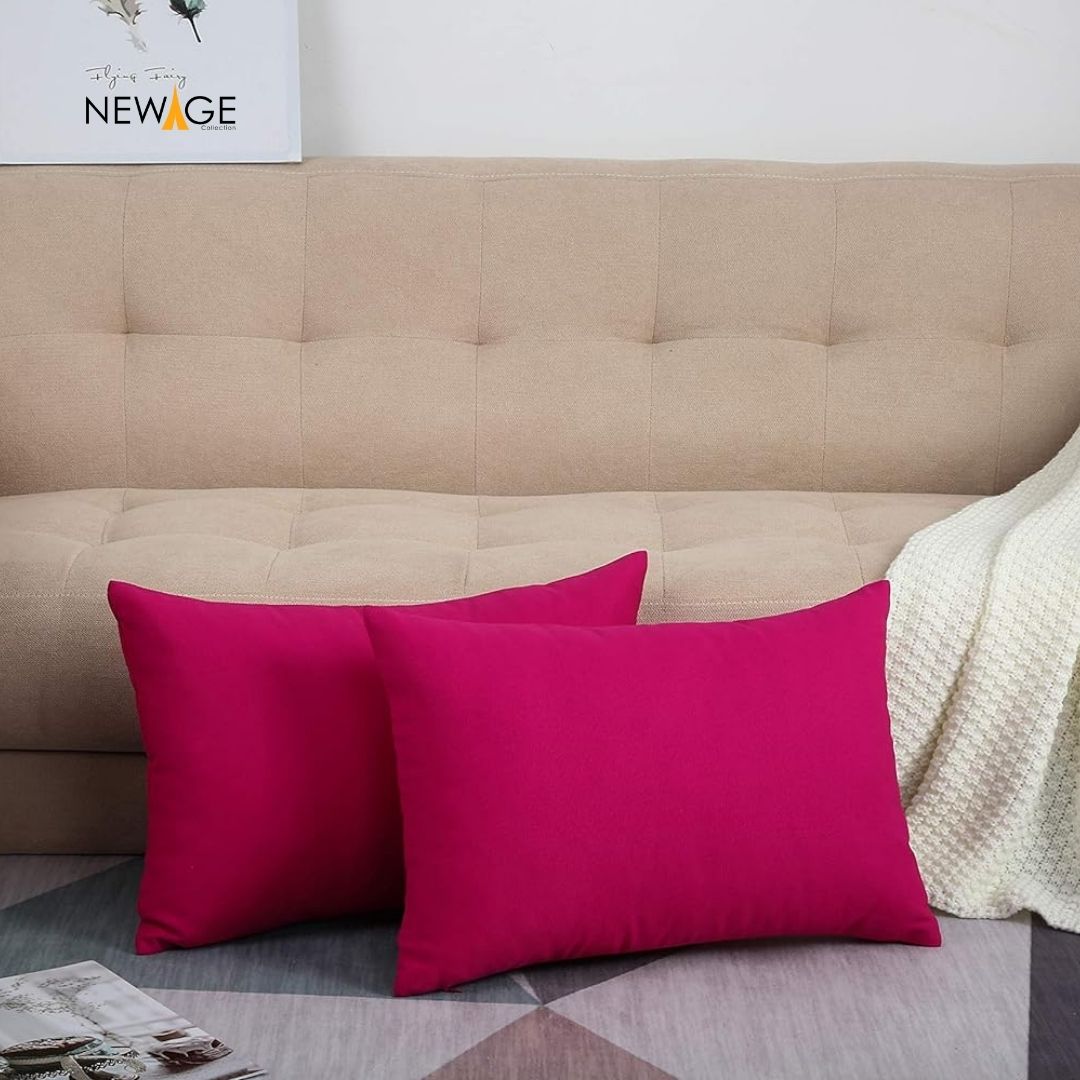 Pack of 2 - 100% Waterproof Cotton PC Pillow Covers 19"x 29" in Dark Pink