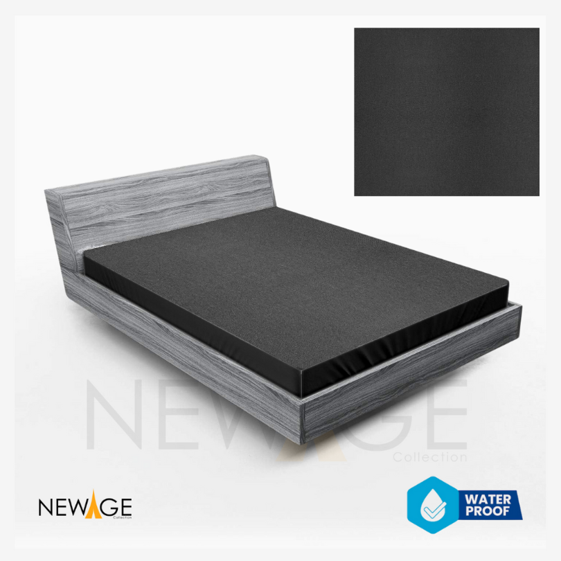 Imported Cotton Polyester 100% Waterproof Fitted Mattress Protector In Dark Grey Color