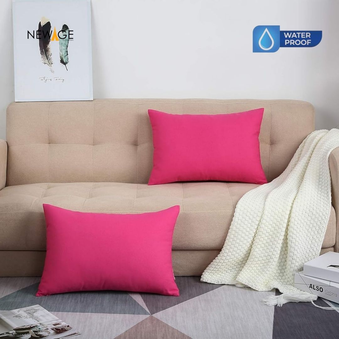 Pack of 2 - 100% Waterproof Cotton PC Pillow Covers 19"x 29" in Pink