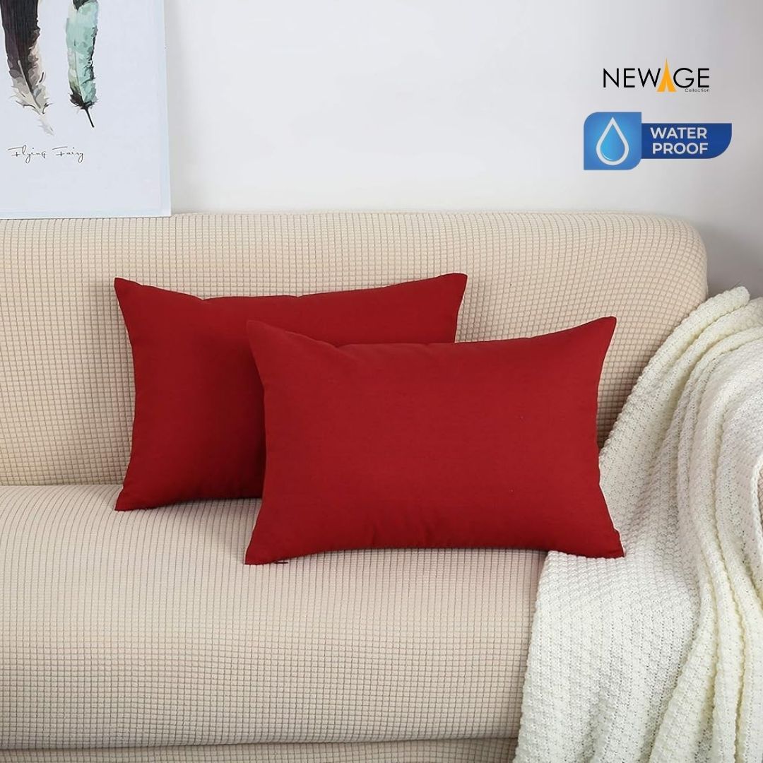 Pack of 2 - 100% Waterproof Cotton PC Pillow Covers 19"x 29" in Deep Red