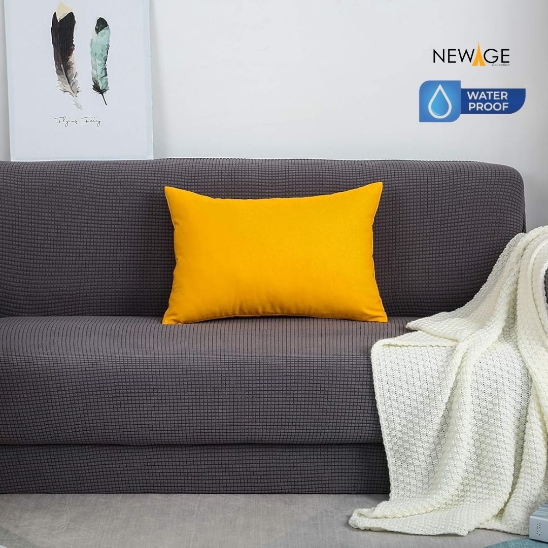 Pack of 2 - 100% Waterproof Cotton PC Pillow Covers 19"x 29" in Deep Yellow