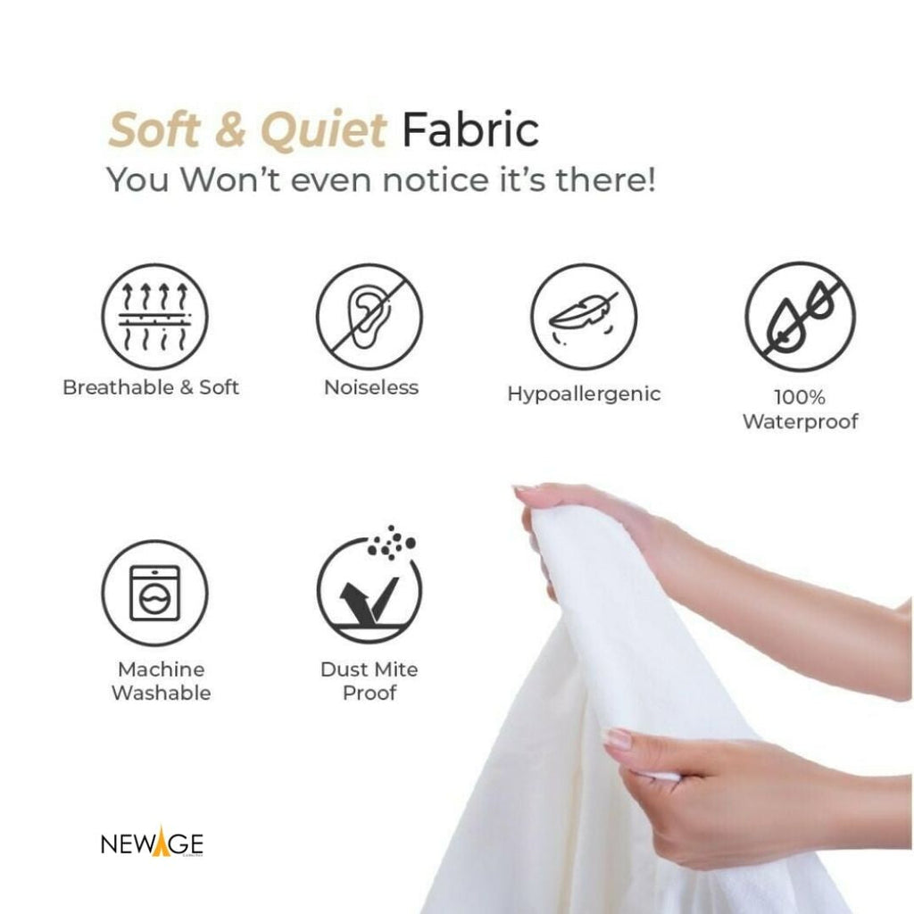 Imported Cotton Polyester 100% Waterproof Fitted Mattress Protector In Blue Color