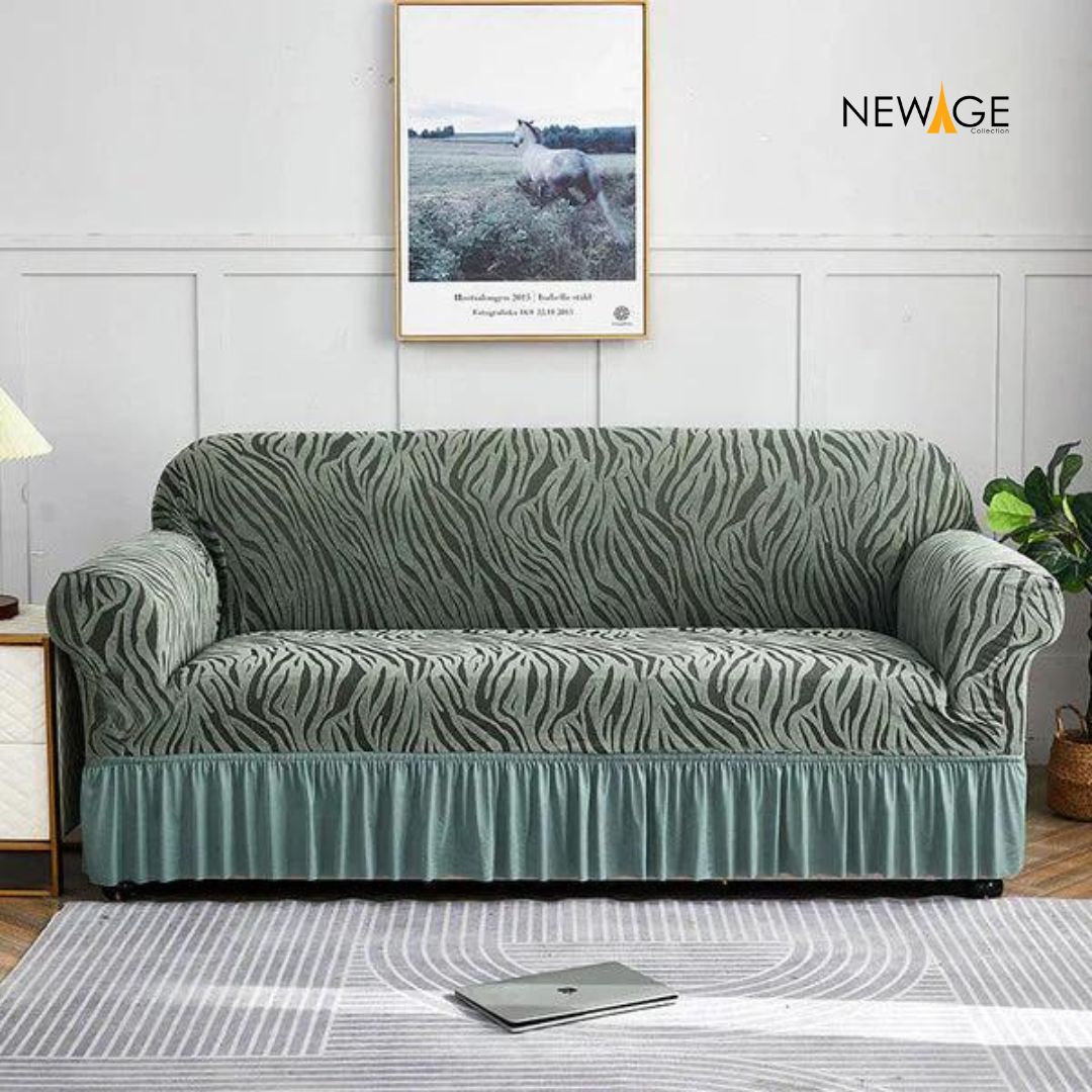 Zebra Velvet Turkish Style Sofa Cover - Grey