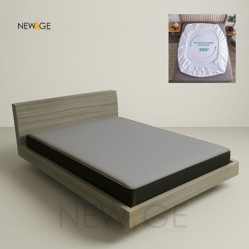 Fitted Mattress Protector Imported Cotton-Polyester 100% Waterproof in Grey