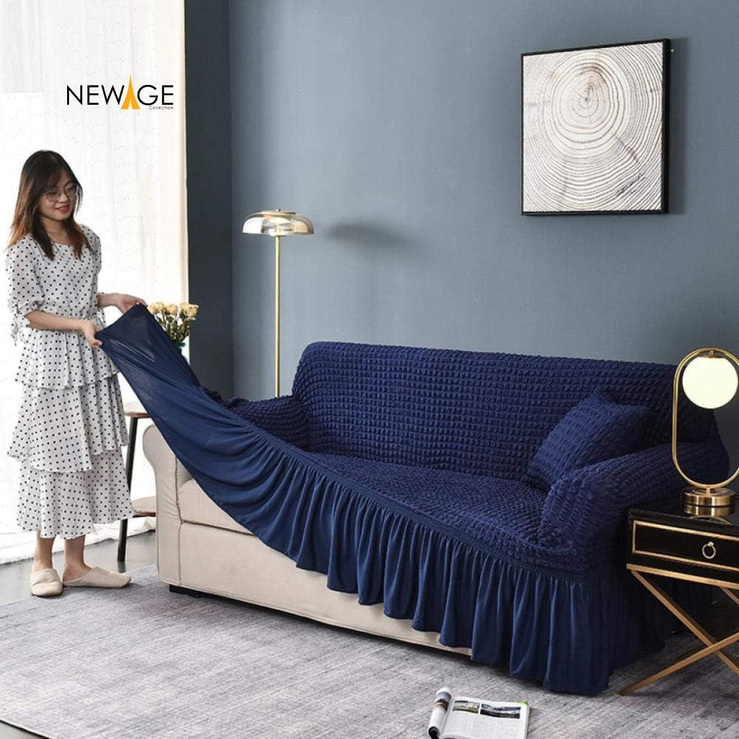 Mesh Turkish Style Sofa Cover - Dark Blue