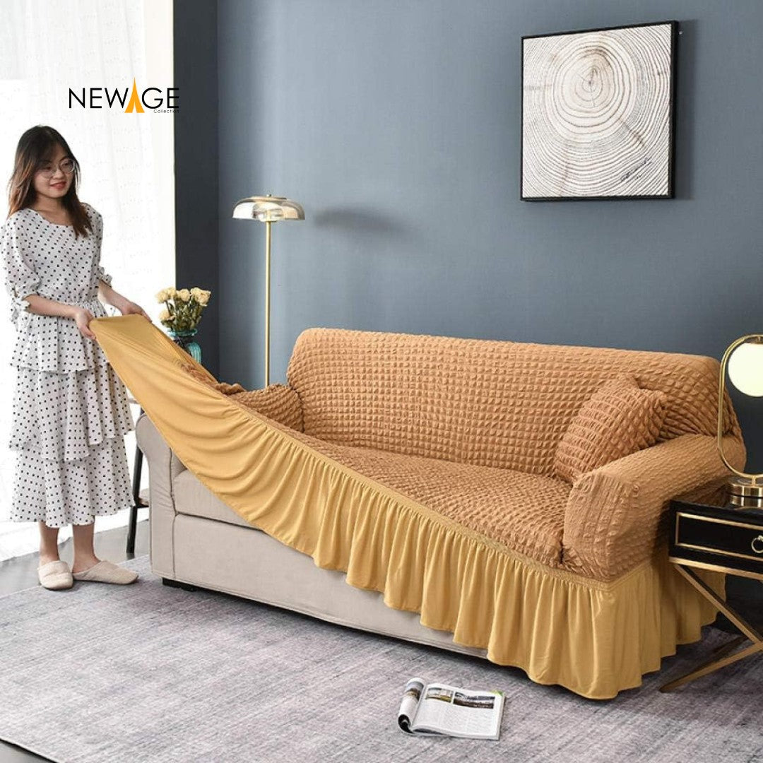 Mesh Turkish Style Sofa Cover - Golden