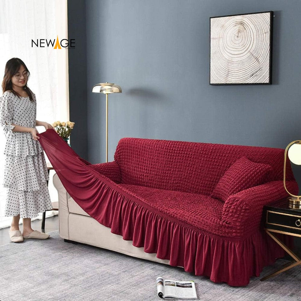Mesh Turkish Style Sofa Cover - Mehroon