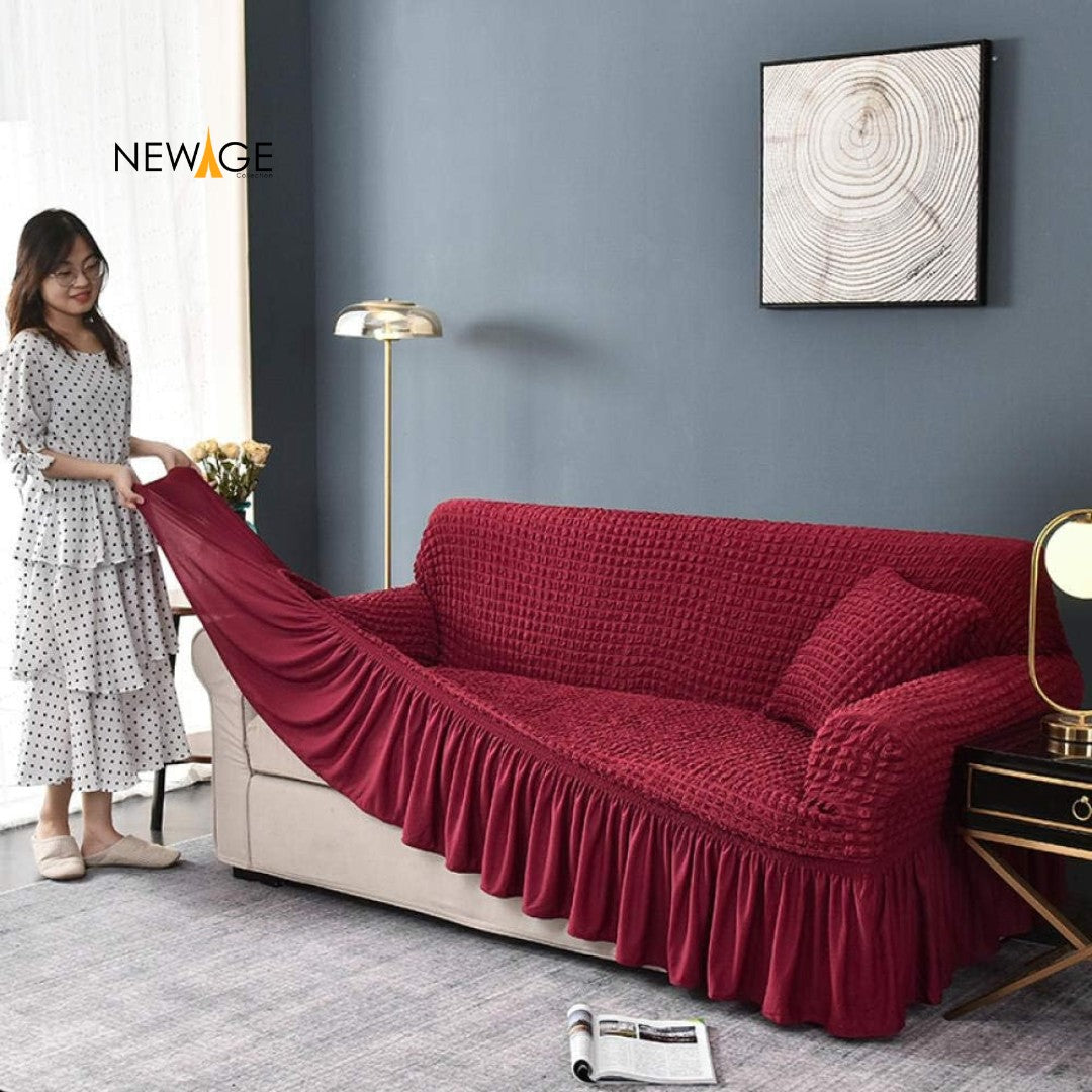 Mesh Turkish Style Sofa Cover - Mehroon
